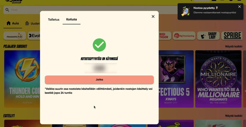 Nostopyyntö käsittelyssä